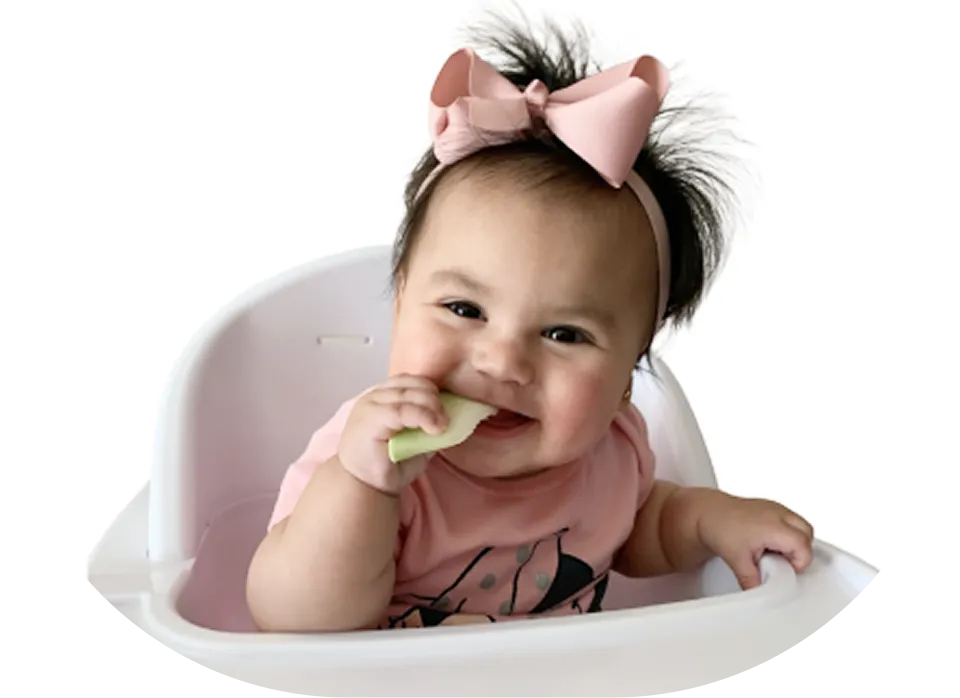 Happy baby eating